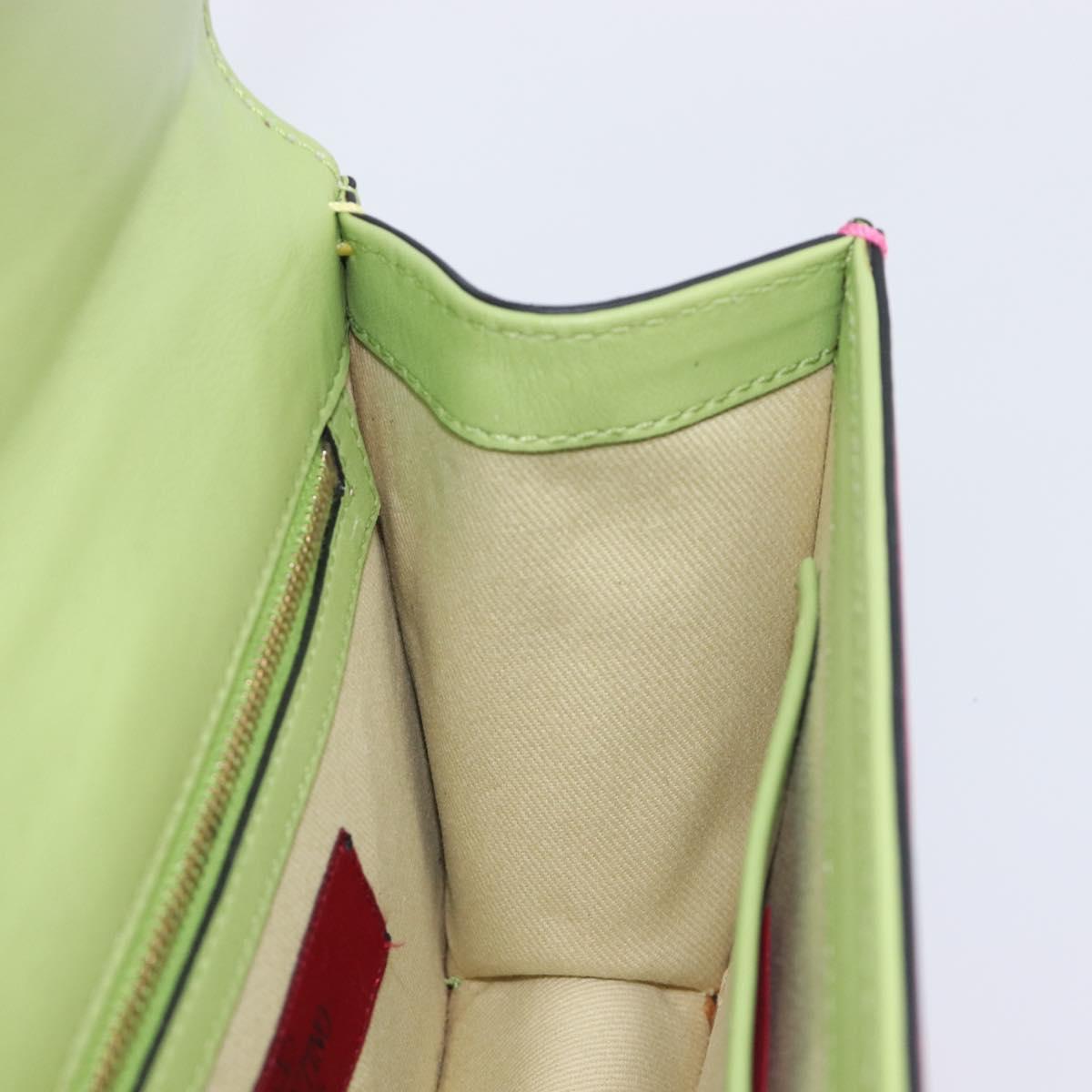 Valentino Chain Shoulder Bag Leather Multicolor Gold Auth 213352A