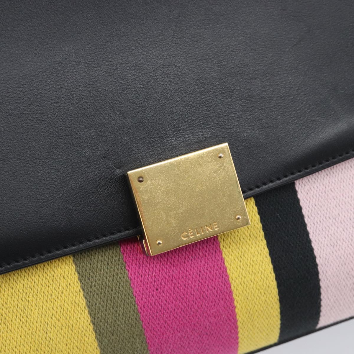 CELINE Trapeze Hand Bag Canvas Black Gold Auth 213353A
