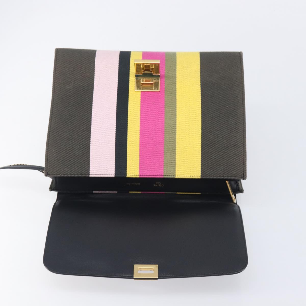 CELINE Trapeze Hand Bag Canvas Black Gold Auth 213353A