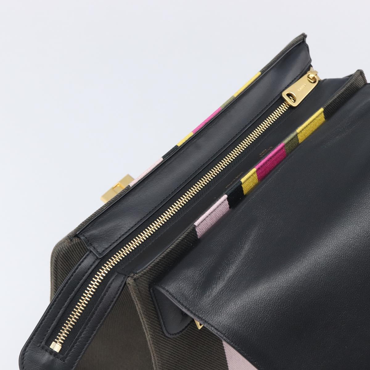 CELINE Trapeze Hand Bag Canvas Black Gold Auth 213353A