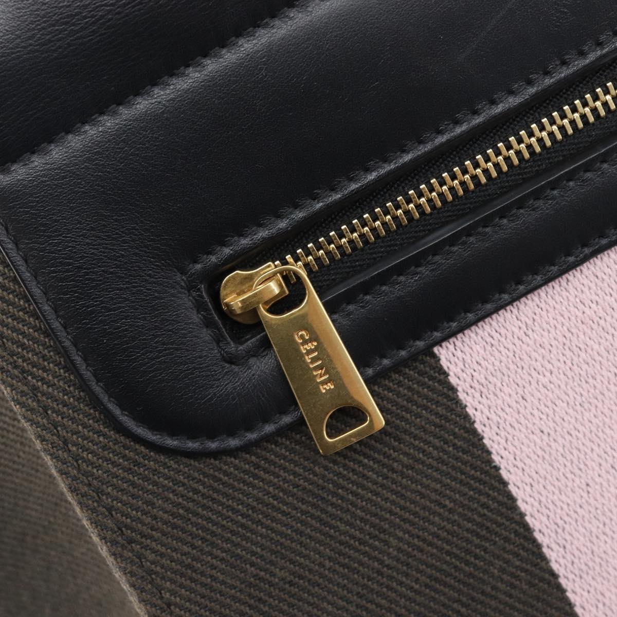 CELINE Trapeze Hand Bag Canvas Black Gold Auth 213353A