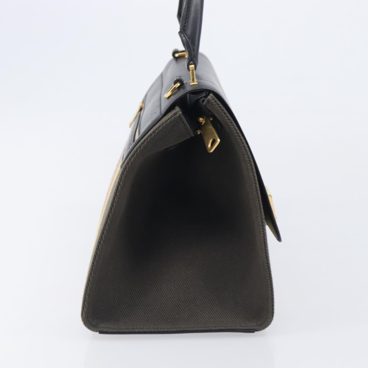 CELINE Trapeze Hand Bag Canvas Black Gold Auth 213353A