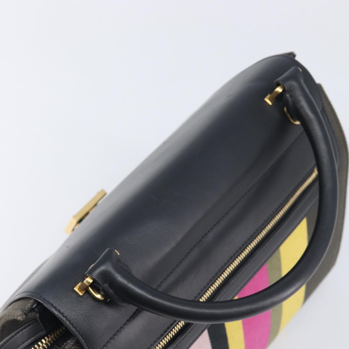 CELINE Trapeze Hand Bag Canvas Black Gold Auth 213353A