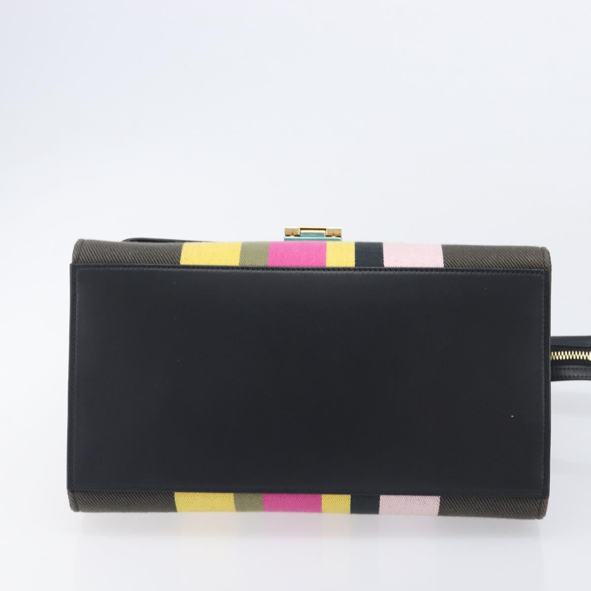 CELINE Trapeze Hand Bag Canvas Black Gold Auth 213353A
