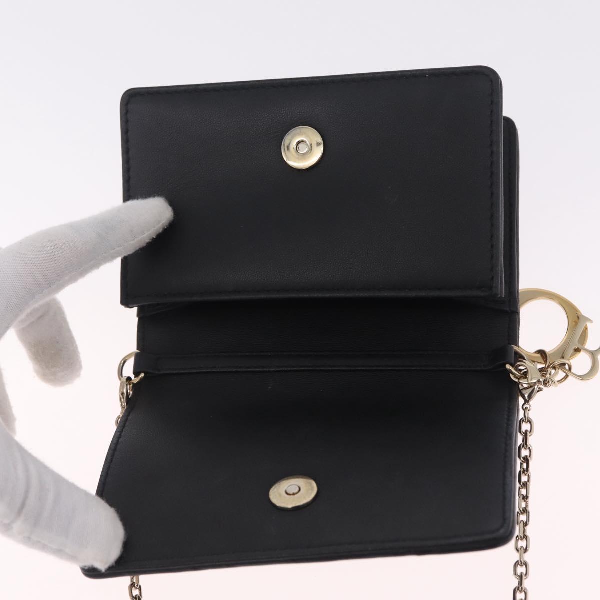 Christian Dior Canage Chain Shoulder Bag Lamb Skin Black Gold Auth 213354M