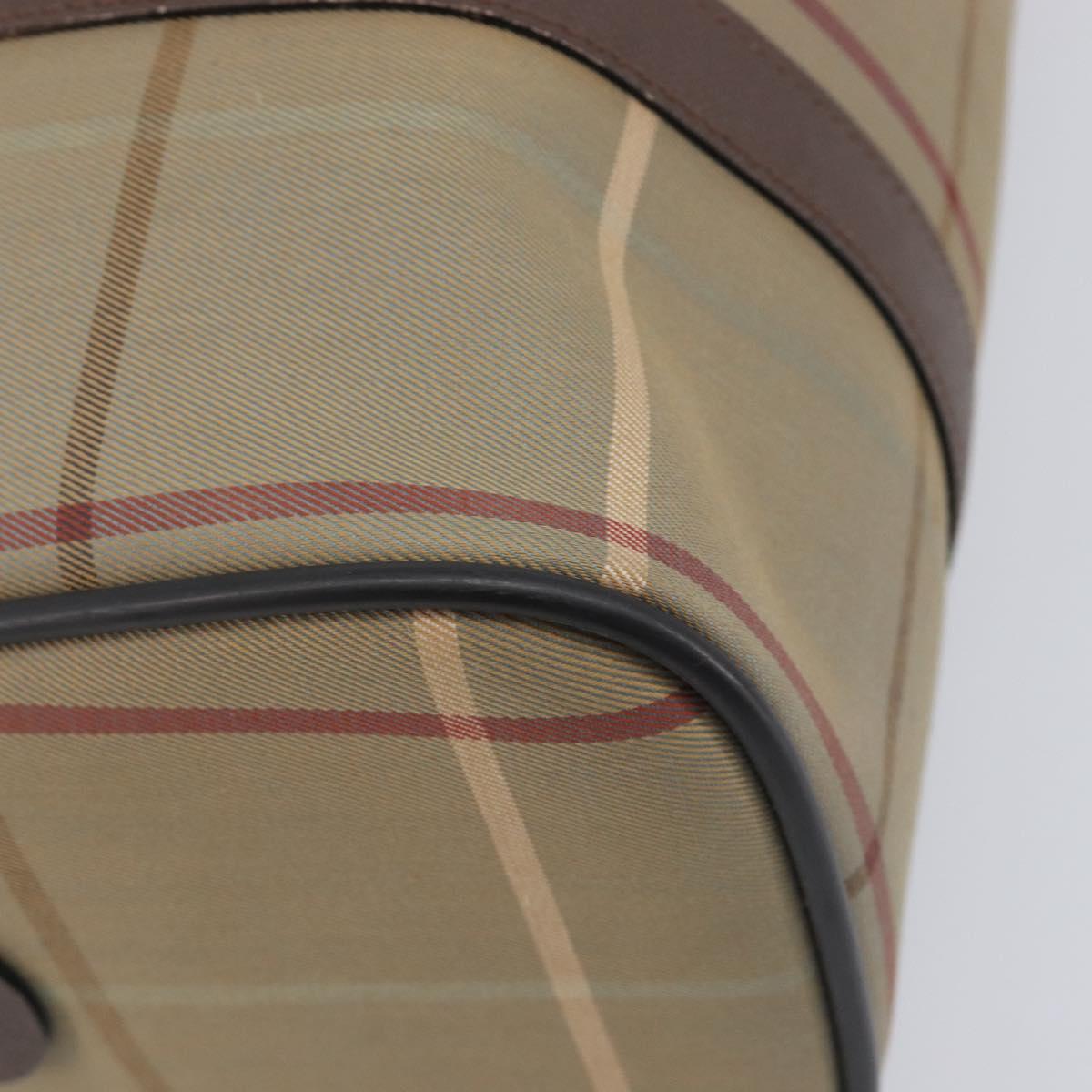 Burberrys Nova Check Boston Bag Canvas Beige Gold Auth 213356
