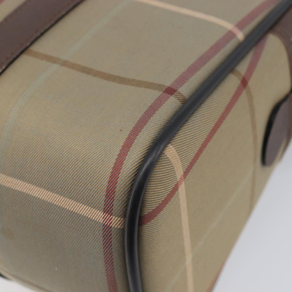 Burberrys Nova Check Boston Bag Canvas Beige Gold Auth 213356