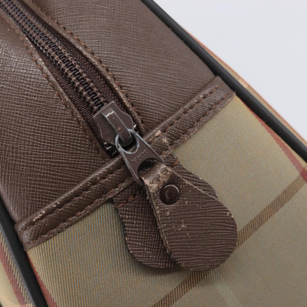 Burberrys Nova Check Boston Bag Canvas Beige Gold Auth 213356