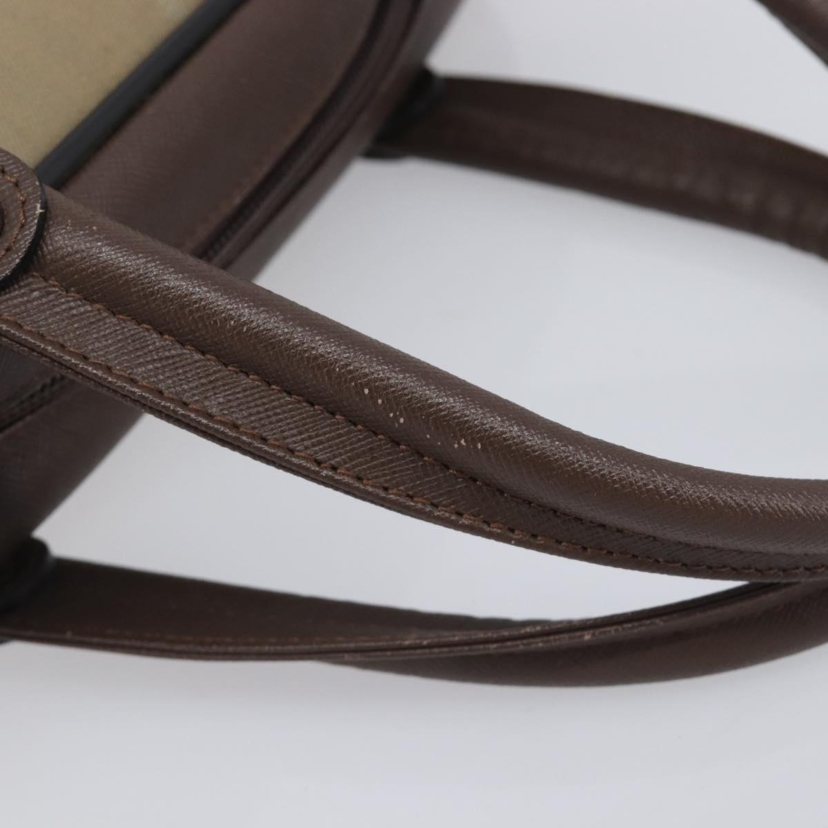 Burberrys Nova Check Boston Bag Canvas Beige Gold Auth 213356