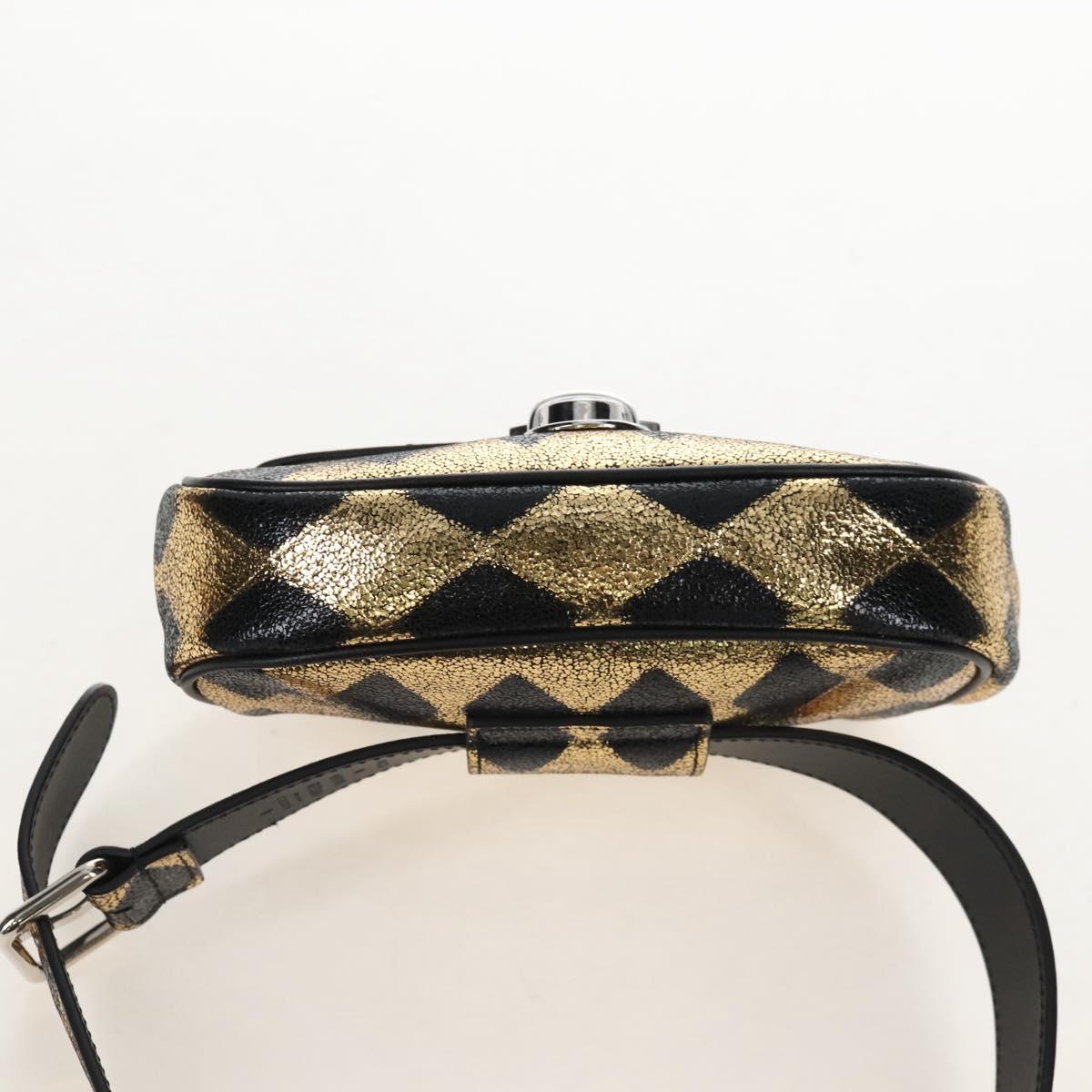 GUCCI Waist Bag Leather Gold Silver 605112 Auth 213357M