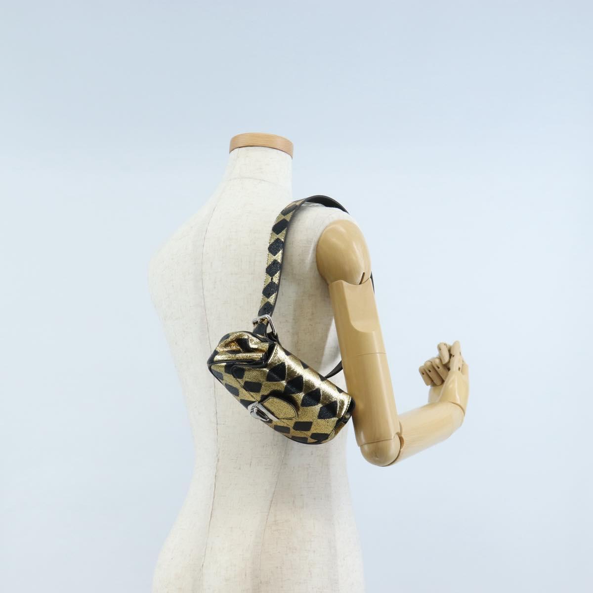 GUCCI Waist Bag Leather Gold Silver 605112 Auth 213357M