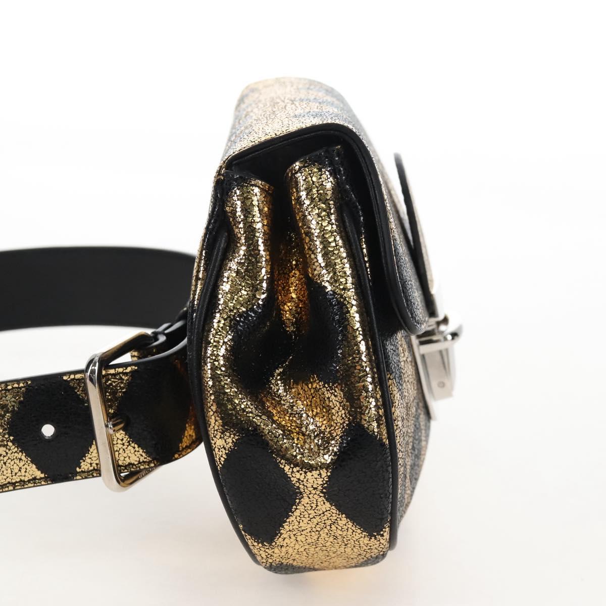 GUCCI Waist Bag Leather Gold Silver 605112 Auth 213357M