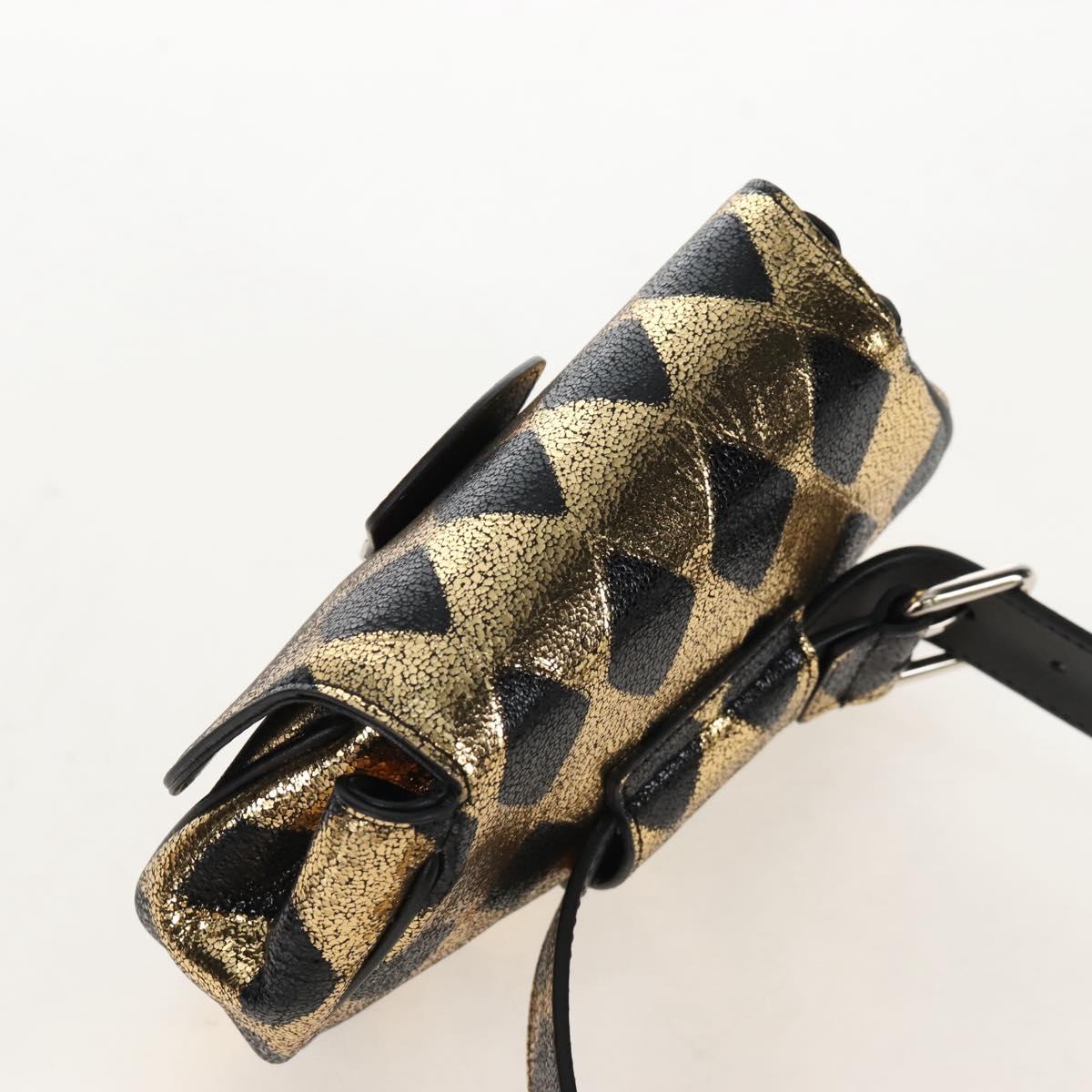 GUCCI Waist Bag Leather Gold Silver 605112 Auth 213357M