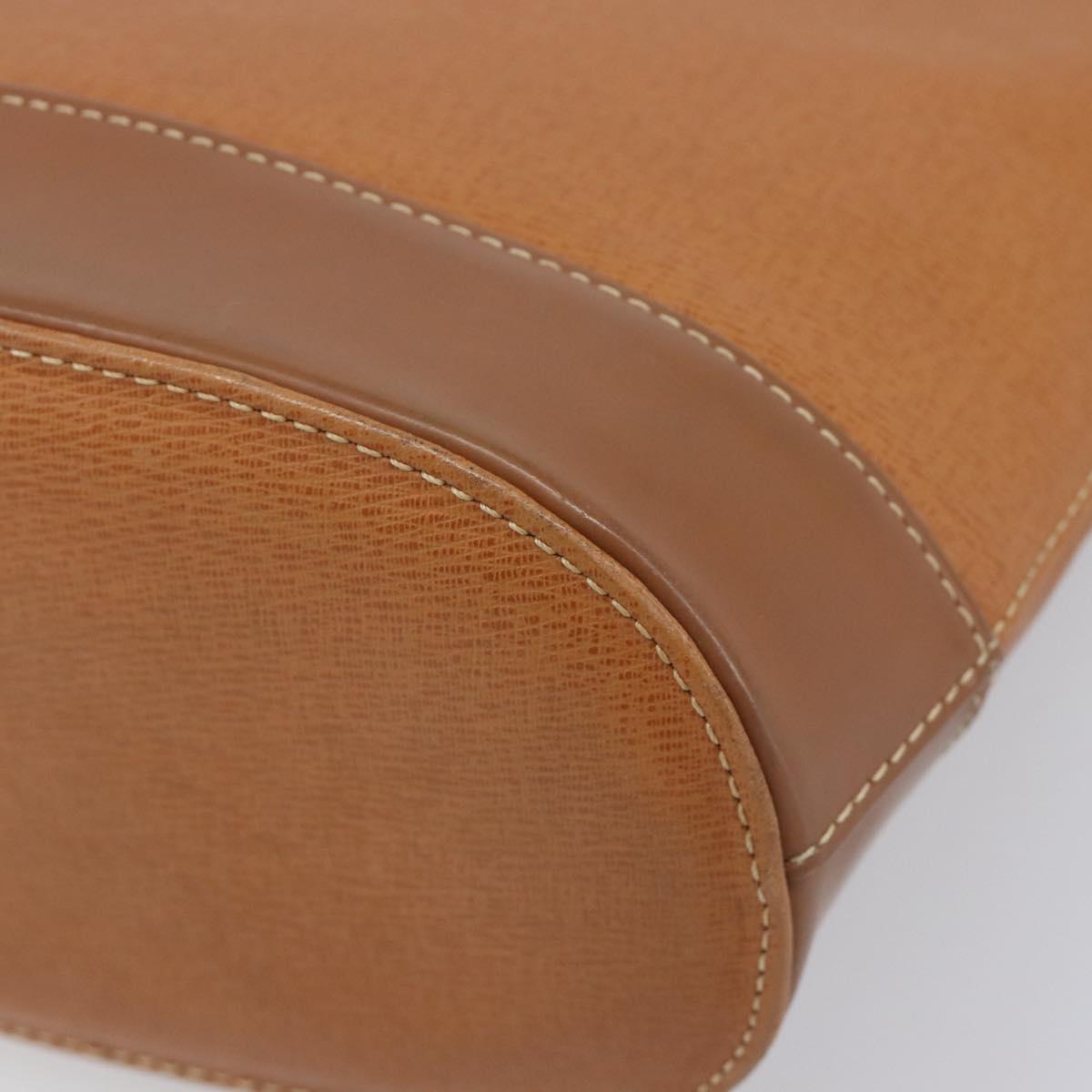 BURBERRY Hand Bag Leather Brown Gold Auth 213358