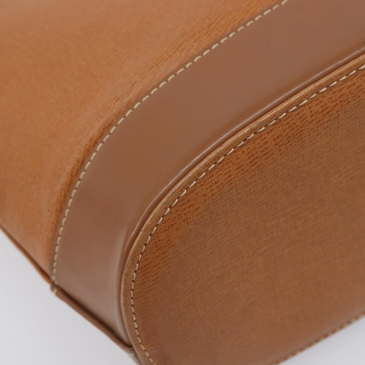 BURBERRY Hand Bag Leather Brown Gold Auth 213358