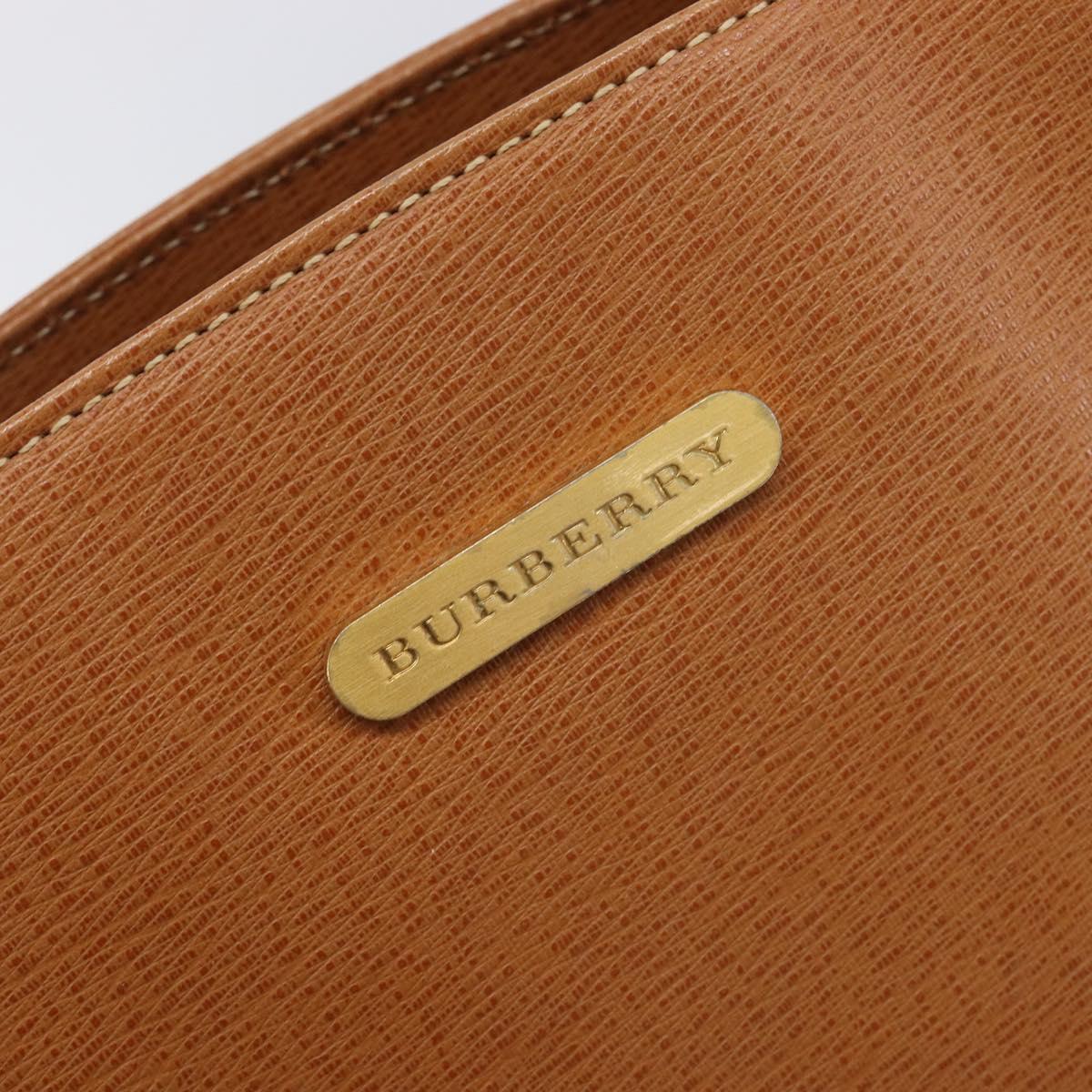 BURBERRY Hand Bag Leather Brown Gold Auth 213358