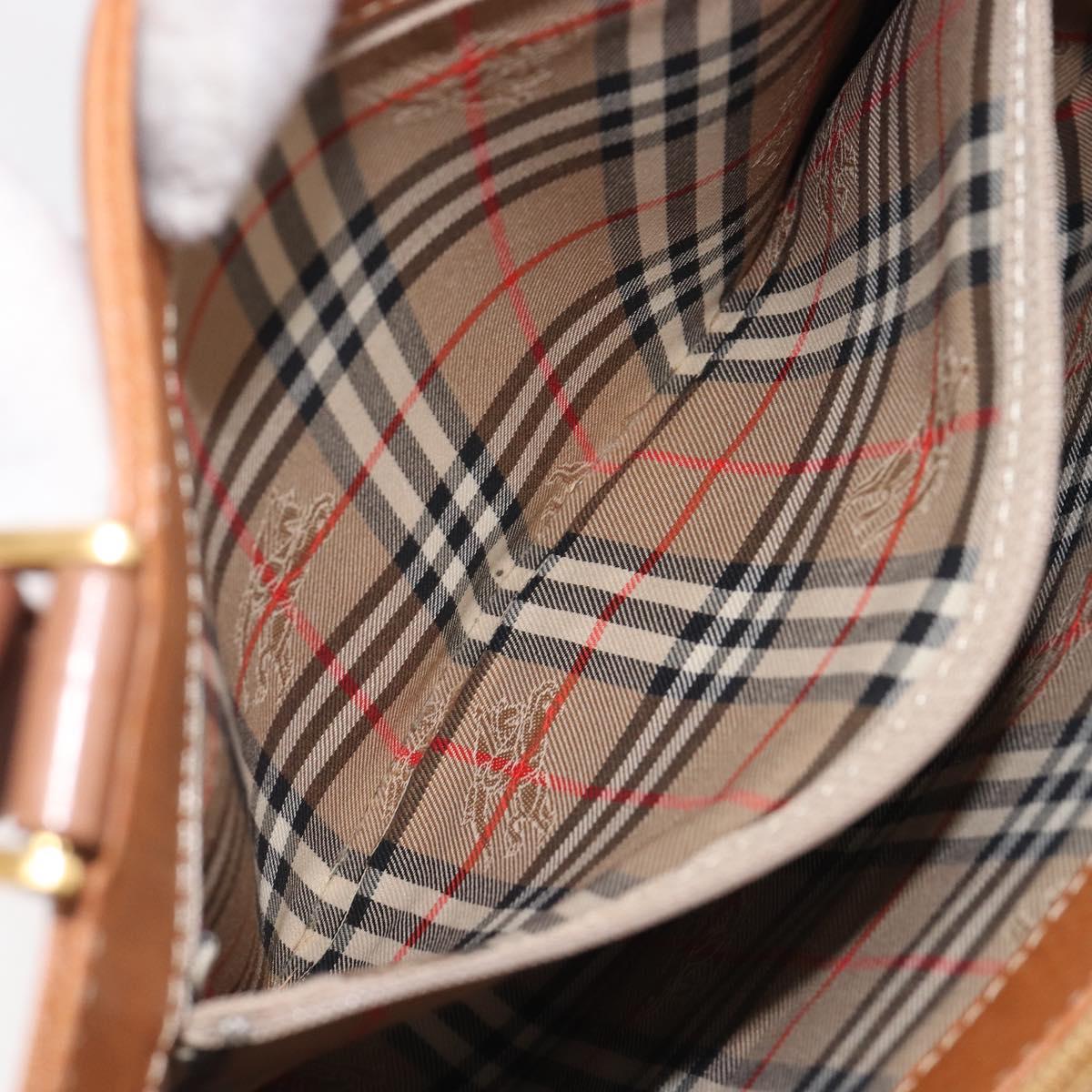 BURBERRY Hand Bag Leather Brown Gold Auth 213358