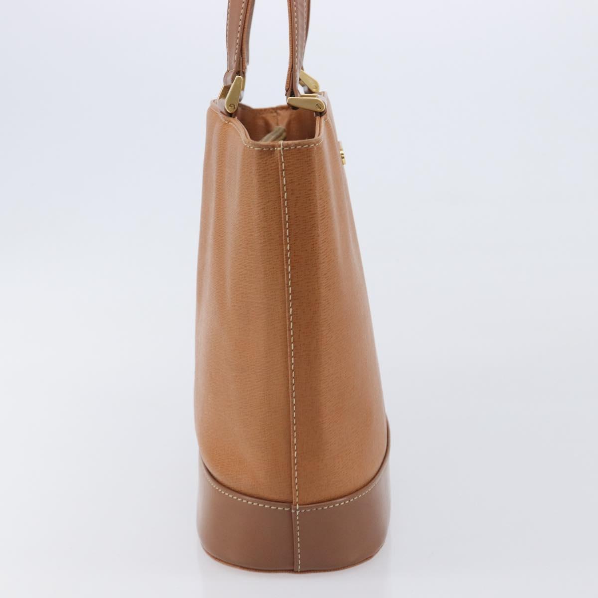 BURBERRY Hand Bag Leather Brown Gold Auth 213358