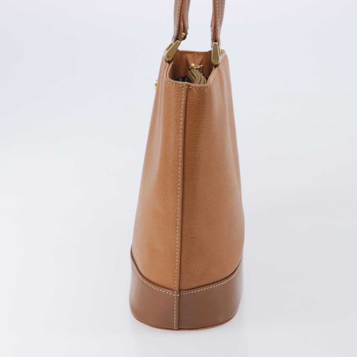 BURBERRY Hand Bag Leather Brown Gold Auth 213358