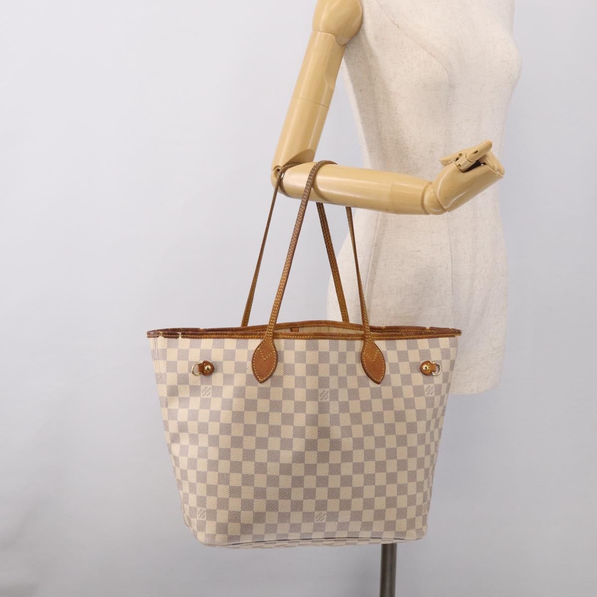 LOUIS VUITTON Damier Azur Neverfull MM Tote Bag N41605 LV Auth 213359