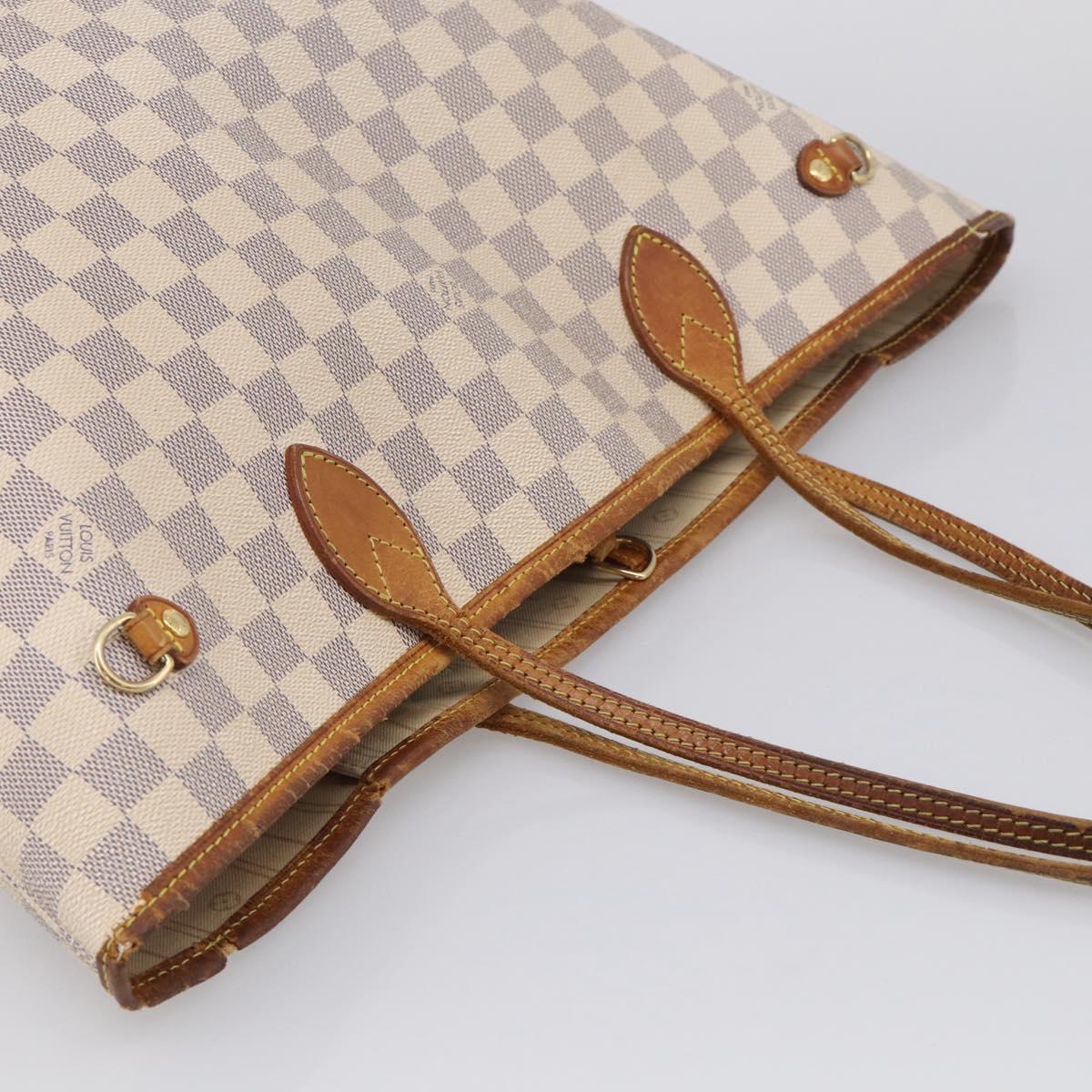 LOUIS VUITTON Damier Azur Neverfull MM Tote Bag N41605 LV Auth 213359