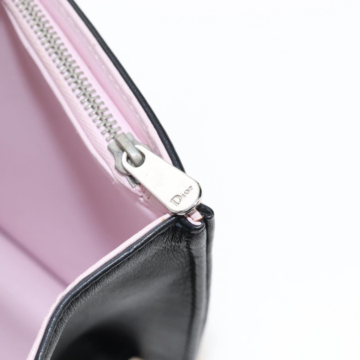 Christian Dior Chain Shoulder Bag Leather Black Silver Auth 213360M
