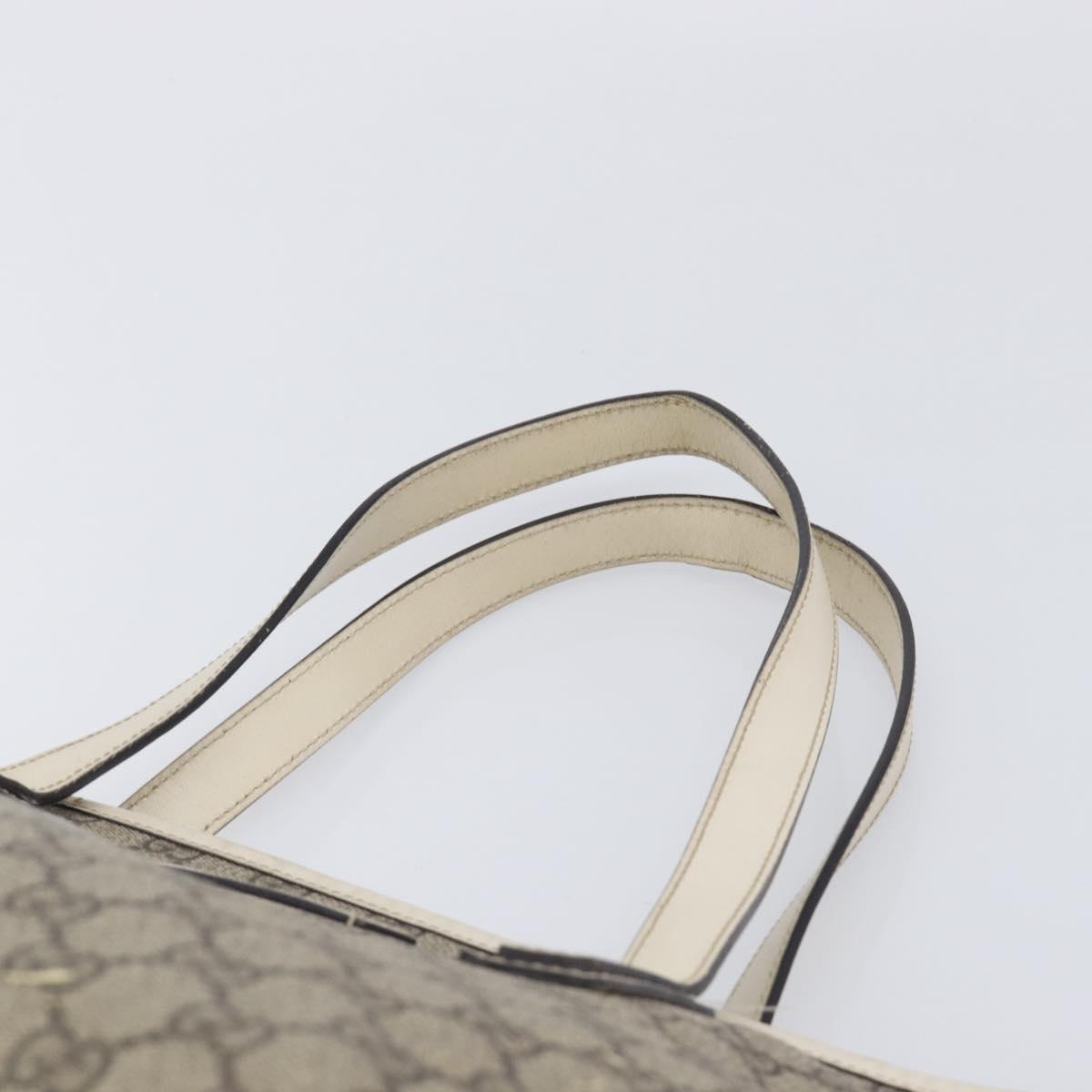 GUCCI GG Supreme Tote Bag PVC Beige Silver 211137 Auth 213362