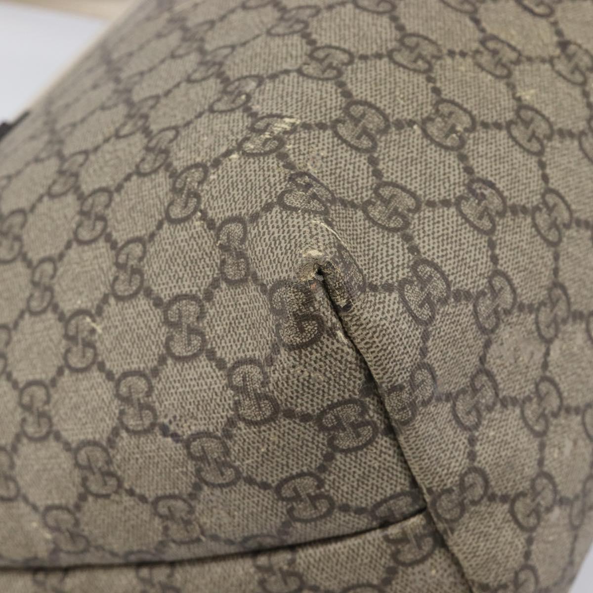 GUCCI GG Supreme Tote Bag PVC Beige Silver 211137 Auth 213362