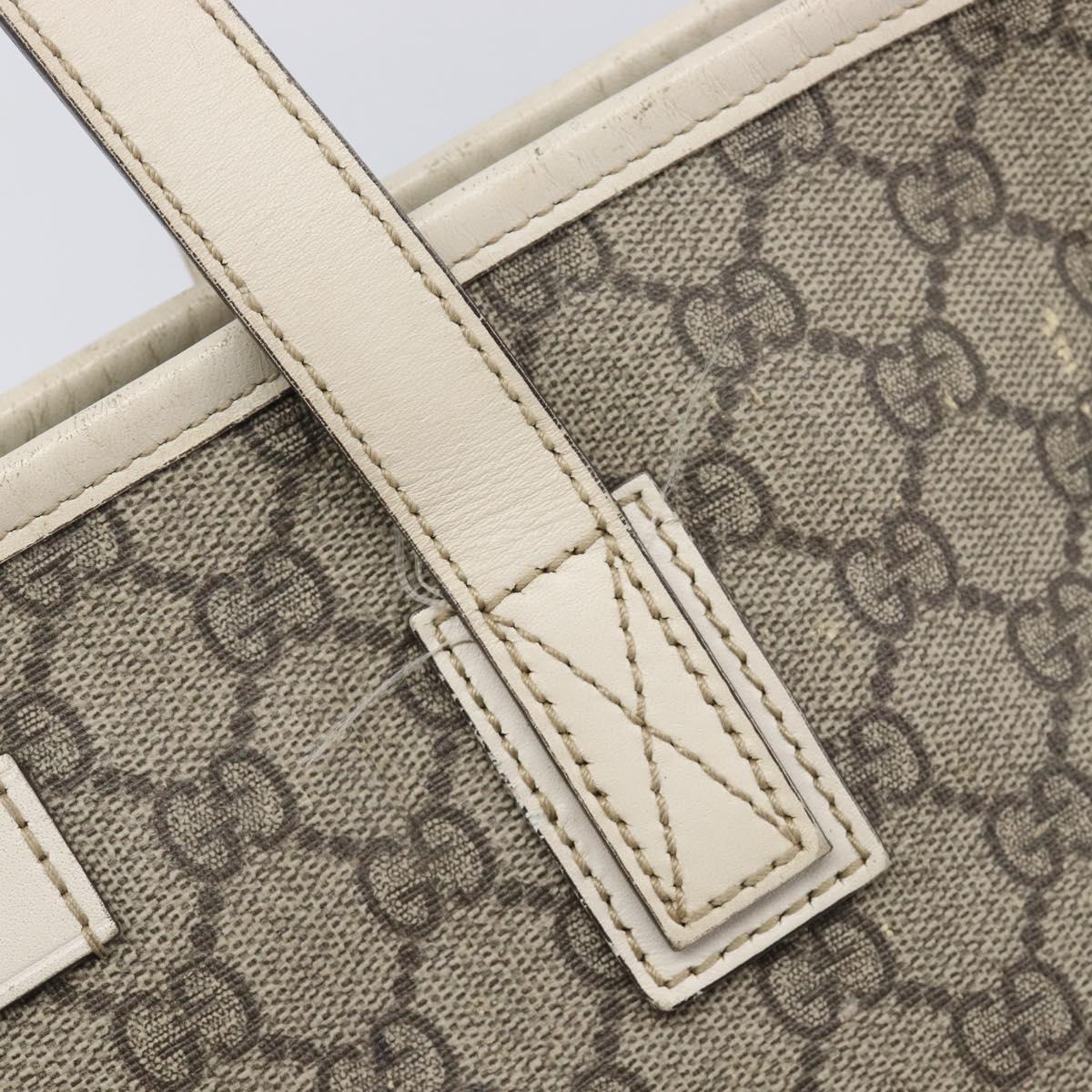 GUCCI GG Supreme Tote Bag PVC Beige Silver 211137 Auth 213362