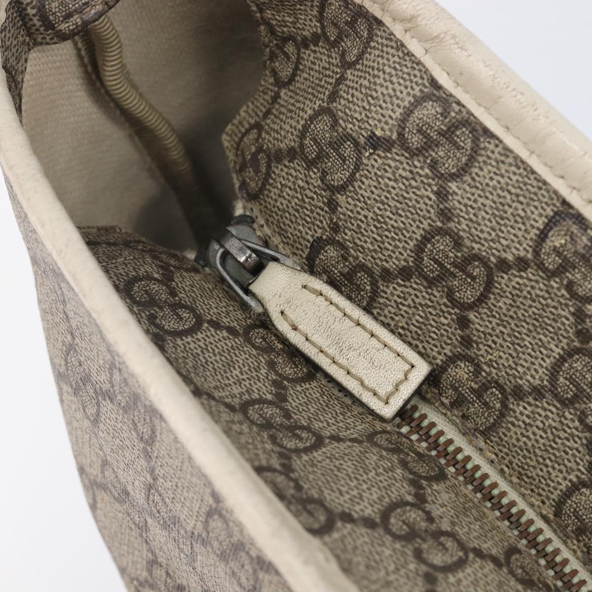 GUCCI GG Supreme Tote Bag PVC Beige Silver 211137 Auth 213362