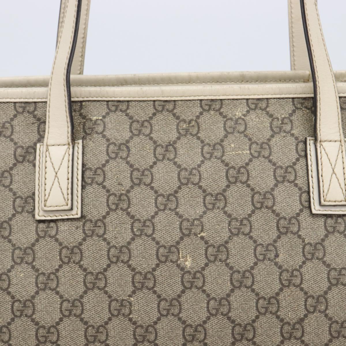 GUCCI GG Supreme Tote Bag PVC Beige Silver 211137 Auth 213362