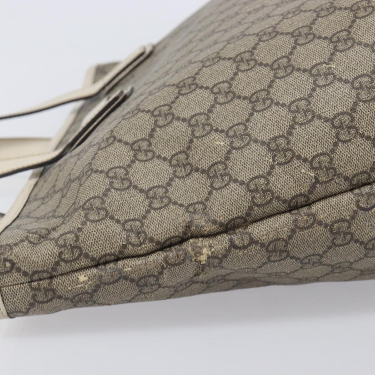 GUCCI GG Supreme Tote Bag PVC Beige Silver 211137 Auth 213362