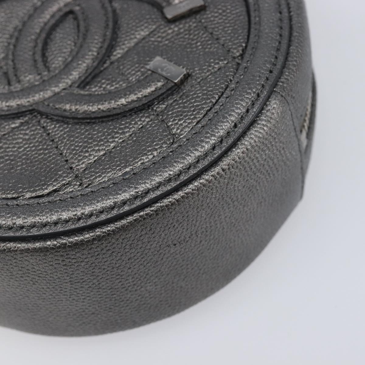 CHANEL Matelasse Chain Shoulder Bag Caviar Skin Gray Silver CC Auth 213364M