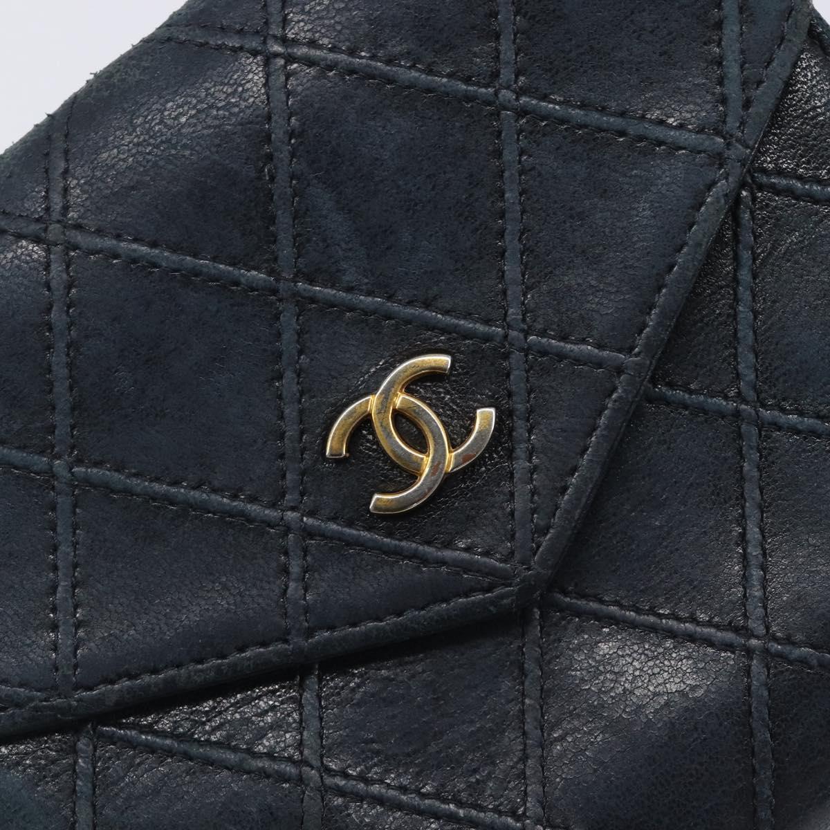 CHANEL Bicolore Wallet Leather Black Gold CC Auth 213366