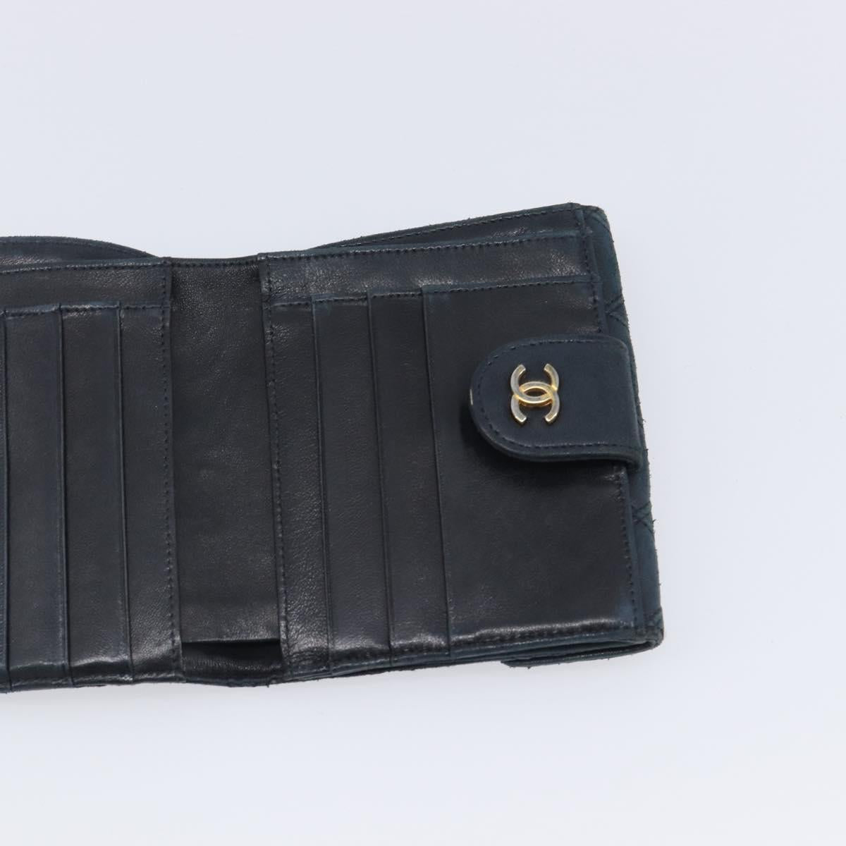 CHANEL Bicolore Wallet Leather Black Gold CC Auth 213366