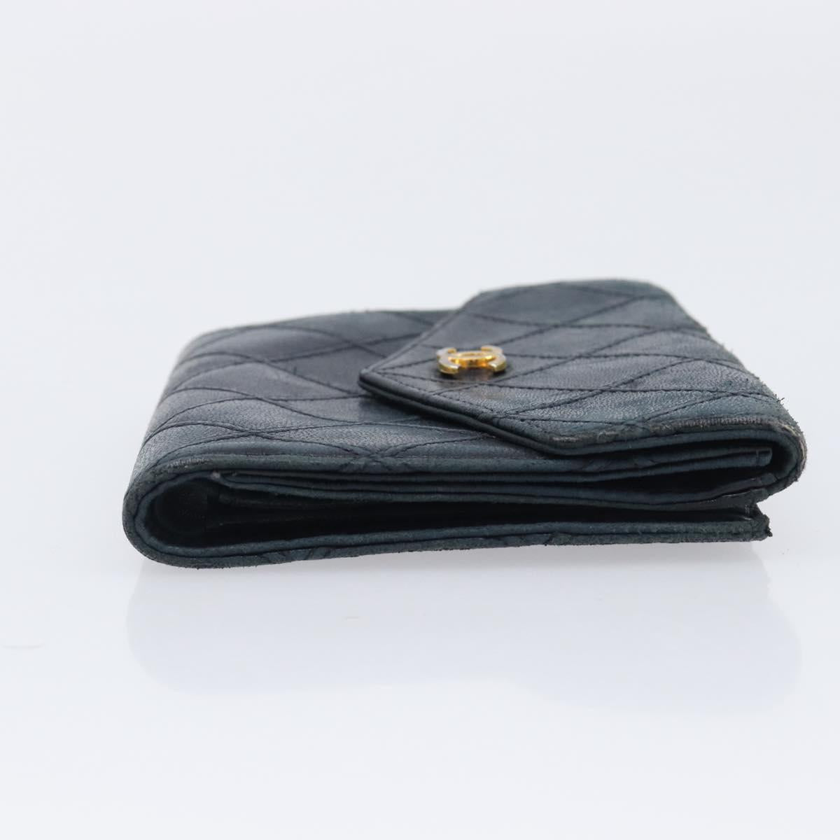 CHANEL Bicolore Wallet Leather Black Gold CC Auth 213366