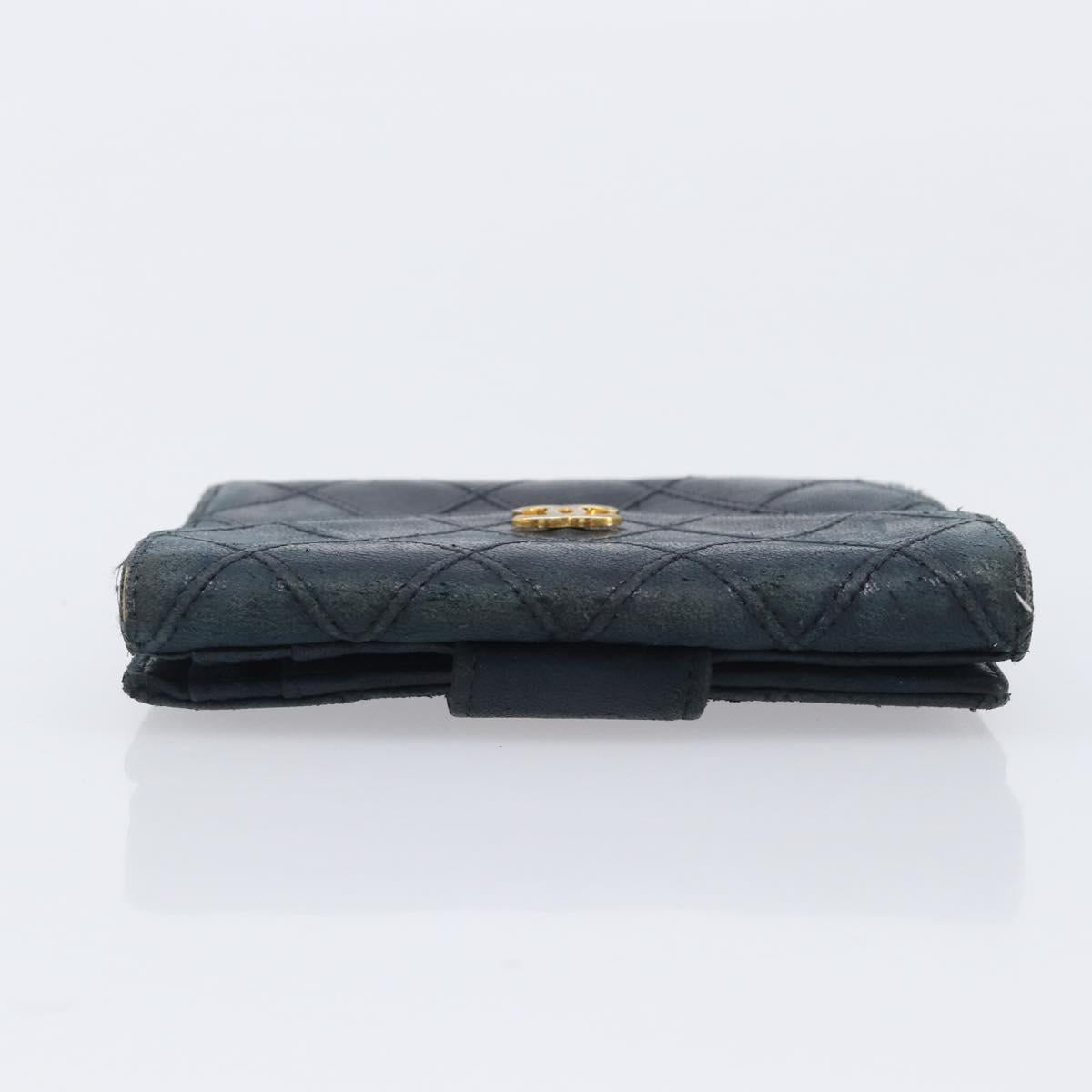 CHANEL Bicolore Wallet Leather Black Gold CC Auth 213366