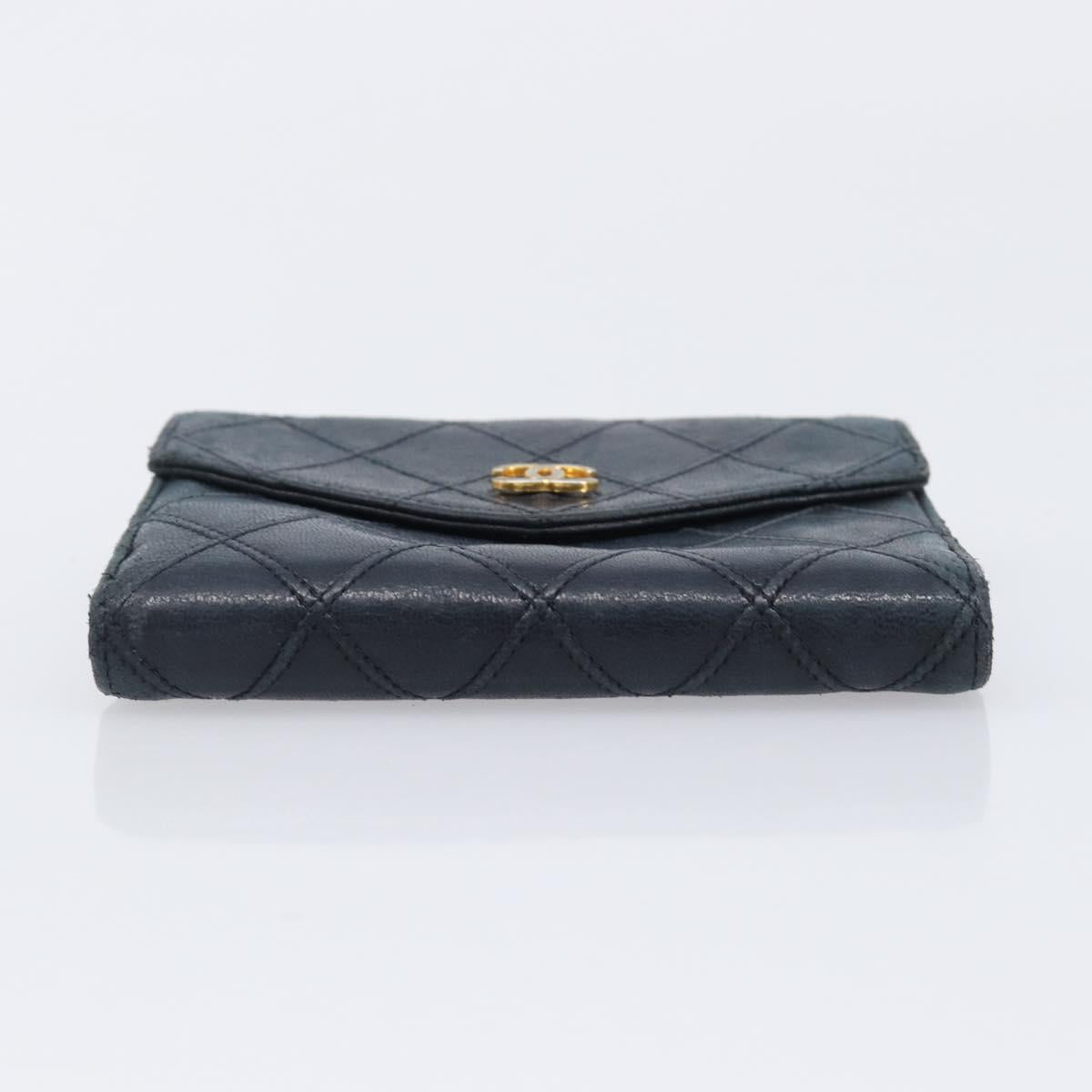 CHANEL Bicolore Wallet Leather Black Gold CC Auth 213366