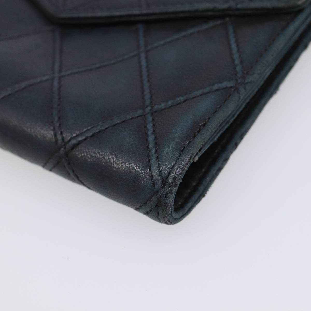 CHANEL Bicolore Wallet Leather Black Gold CC Auth 213366