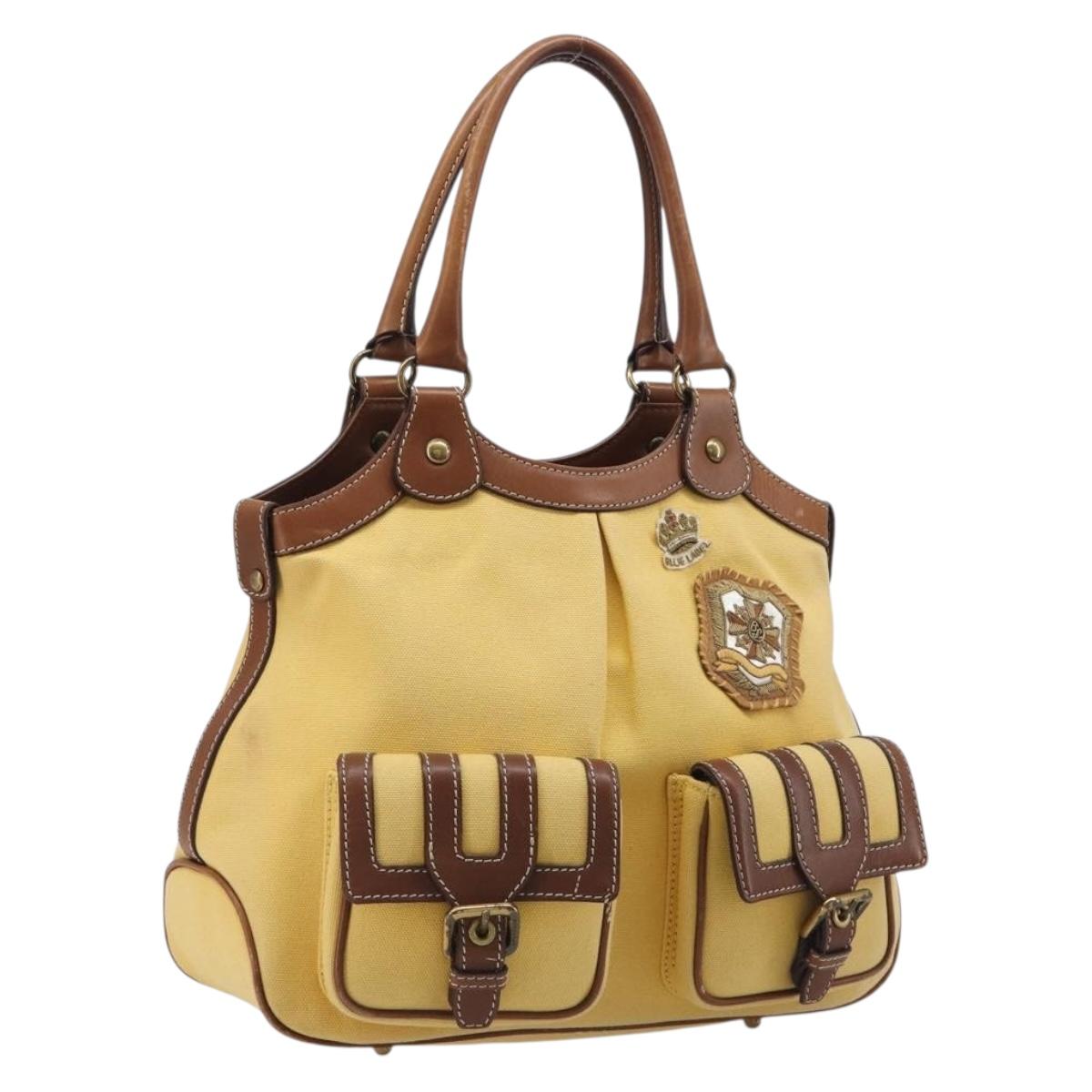 BURBERRY Blue Label Hand Bag Canvas Yellow Gold Auth 213367