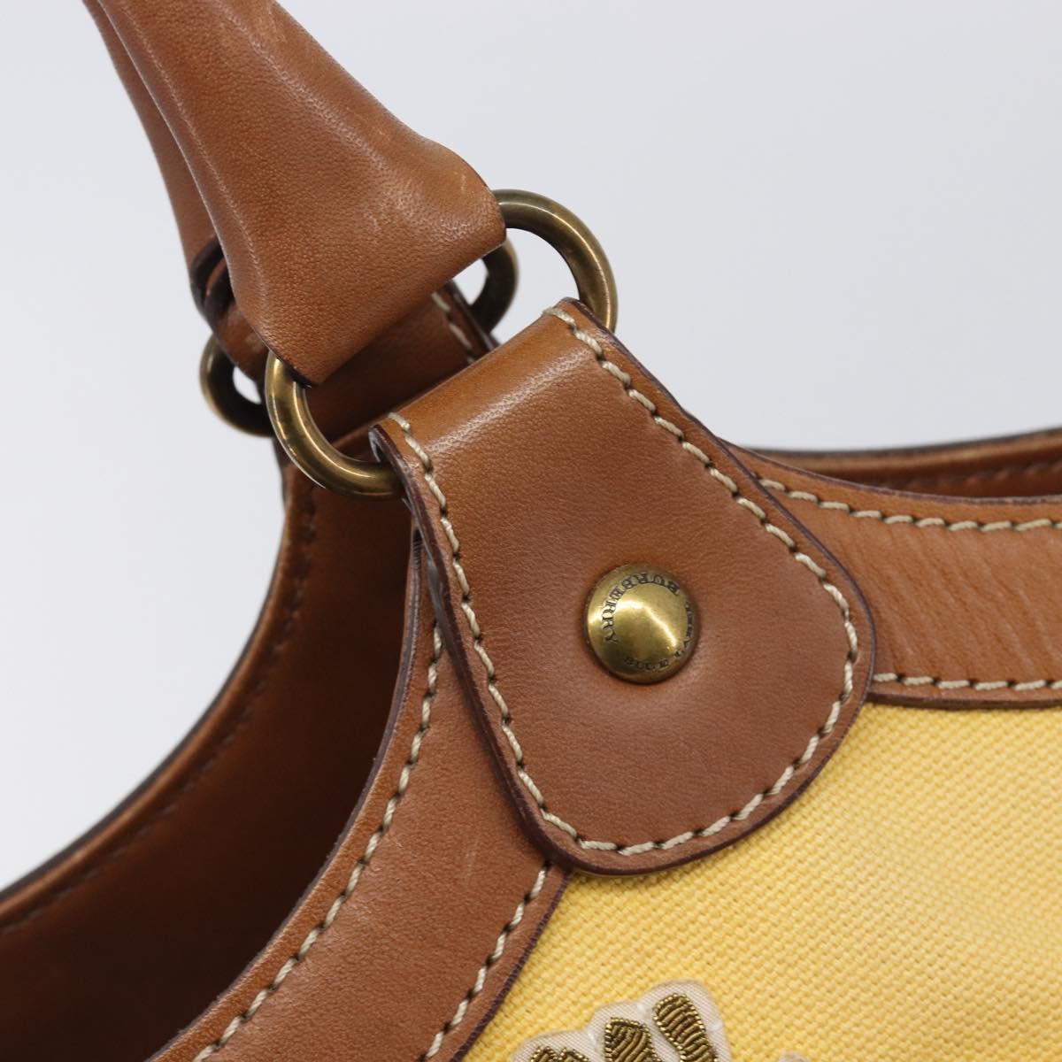 BURBERRY Blue Label Hand Bag Canvas Yellow Gold Auth 213367