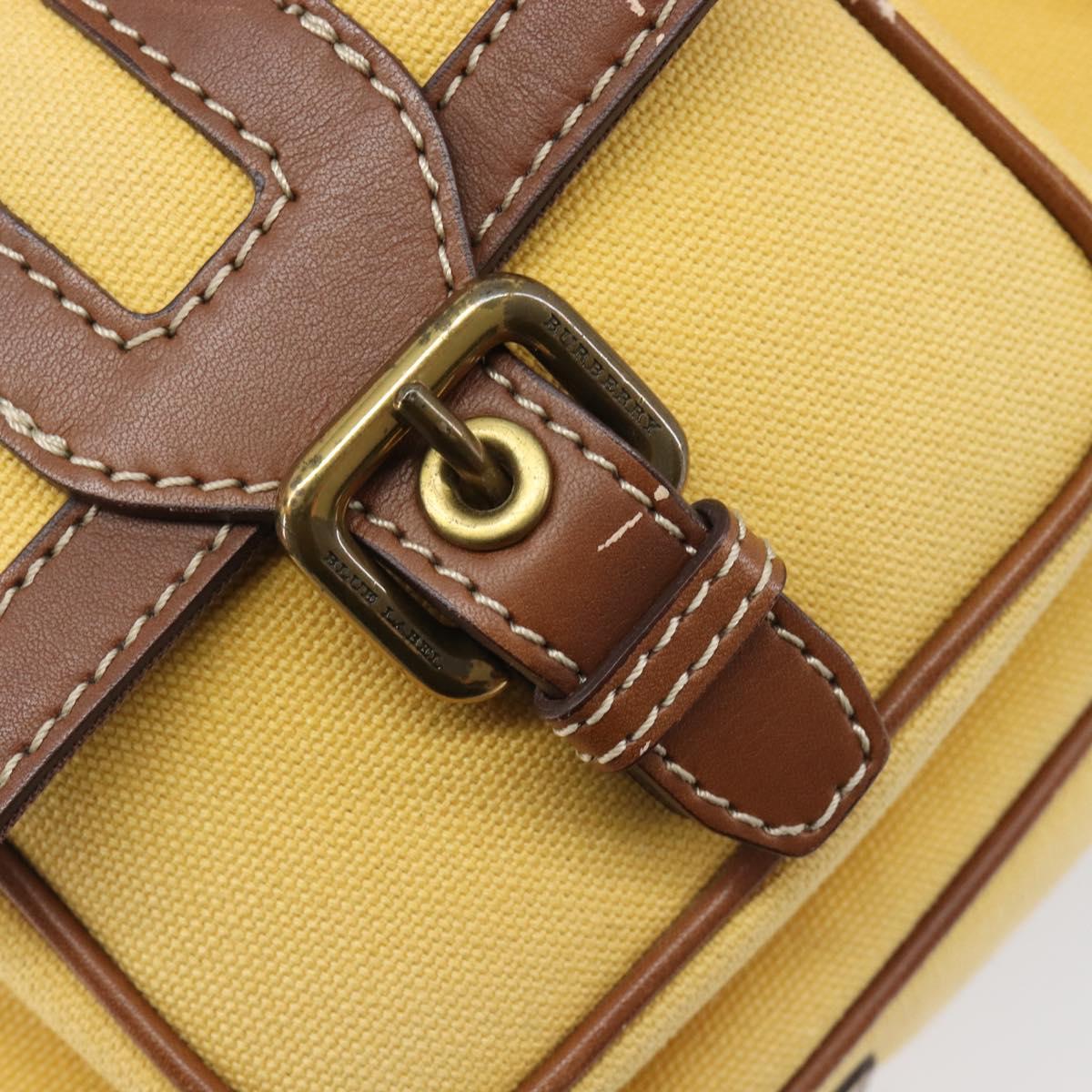 BURBERRY Blue Label Hand Bag Canvas Yellow Gold Auth 213367
