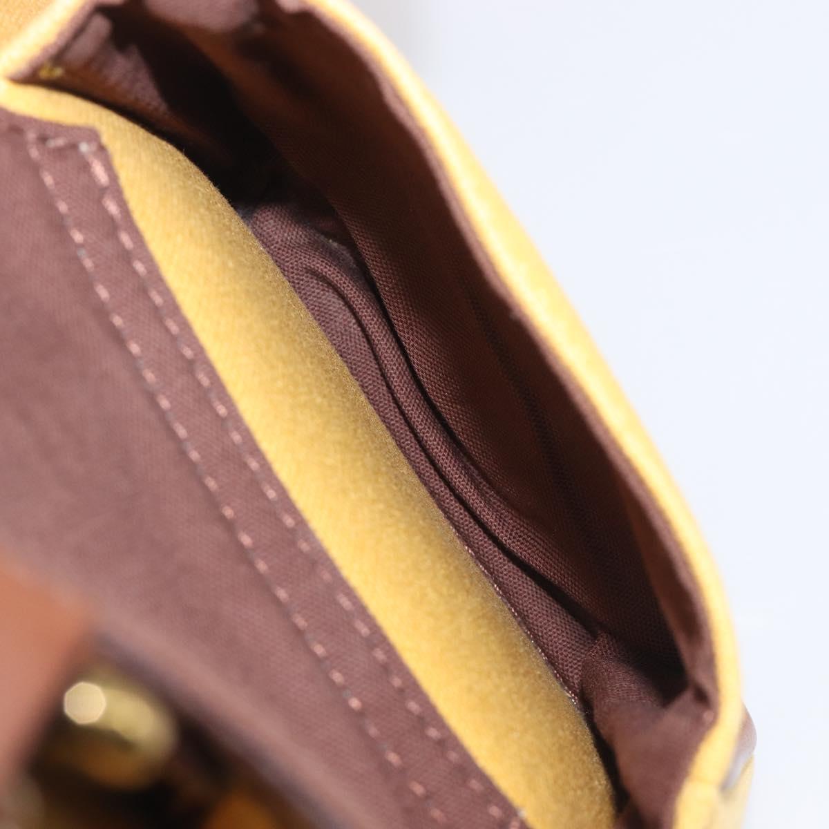 BURBERRY Blue Label Hand Bag Canvas Yellow Gold Auth 213367
