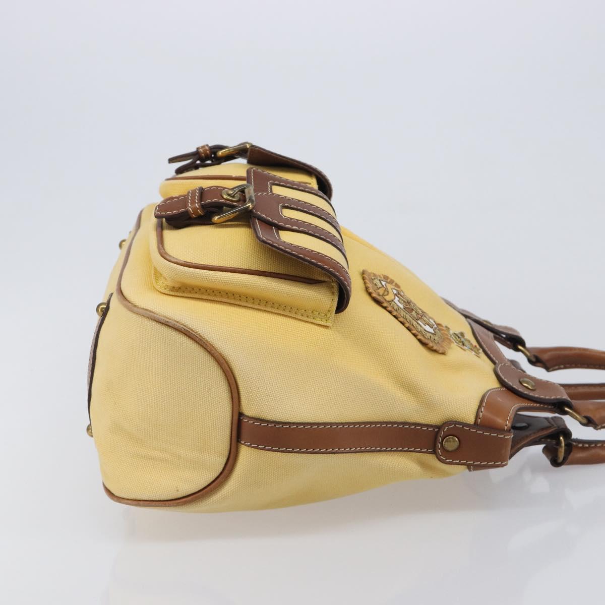 BURBERRY Blue Label Hand Bag Canvas Yellow Gold Auth 213367