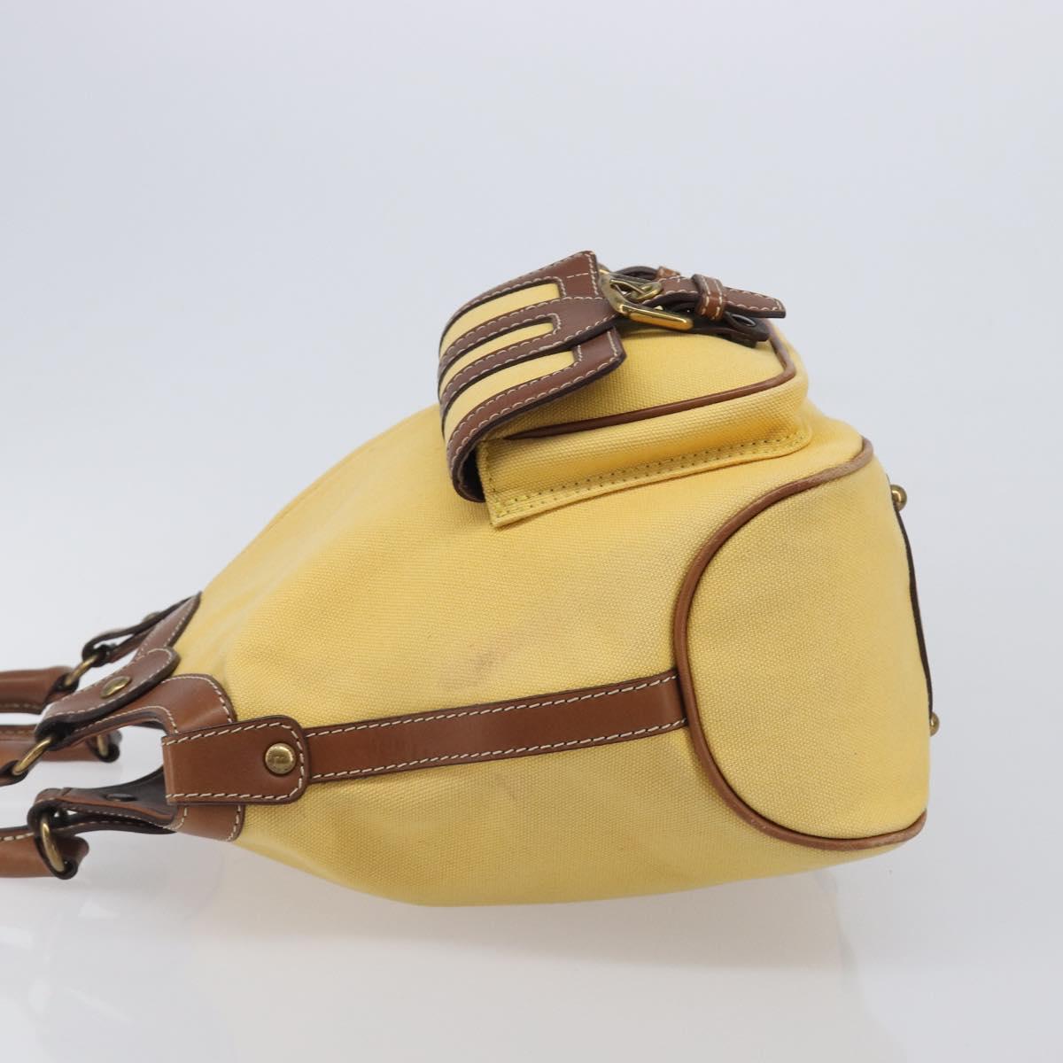 BURBERRY Blue Label Hand Bag Canvas Yellow Gold Auth 213367