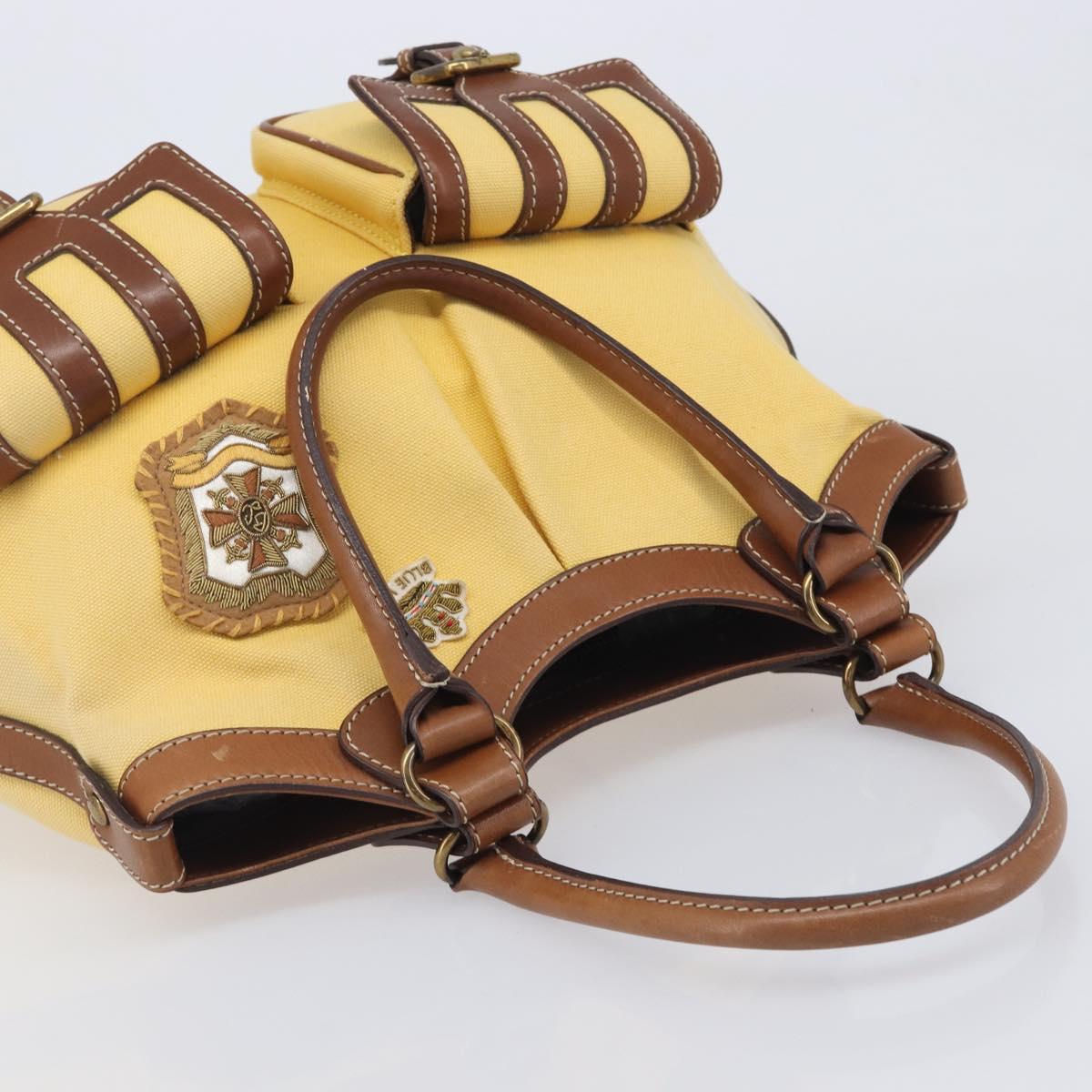 BURBERRY Blue Label Hand Bag Canvas Yellow Gold Auth 213367