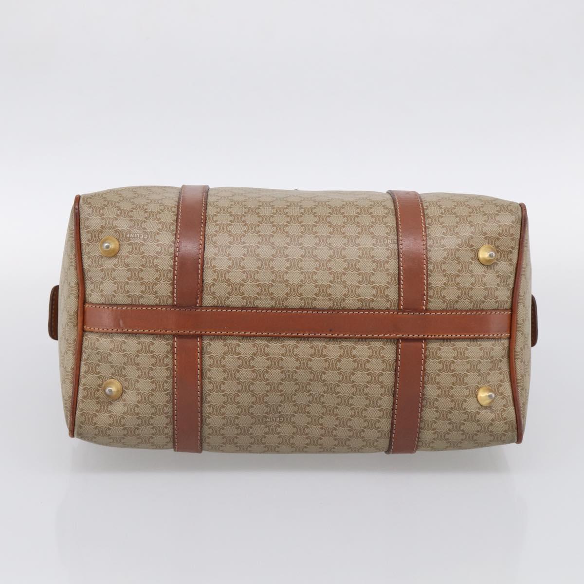CELINE Macadam Canvas Boston Bag PVC Beige Gold Auth 213371
