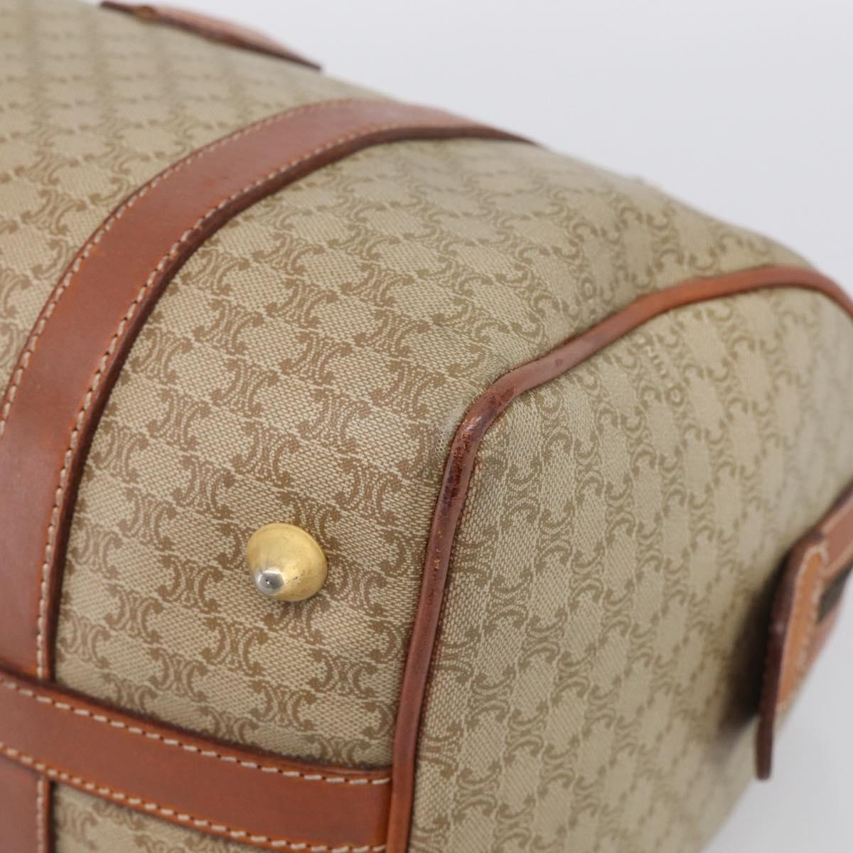 CELINE Macadam Canvas Boston Bag PVC Beige Gold Auth 213371