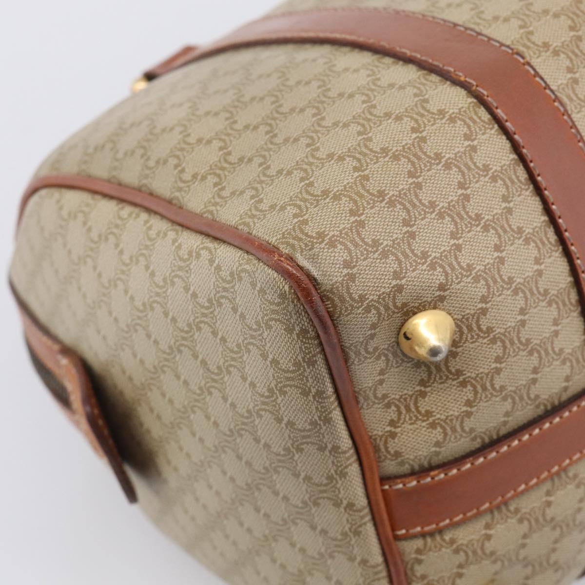 CELINE Macadam Canvas Boston Bag PVC Beige Gold Auth 213371