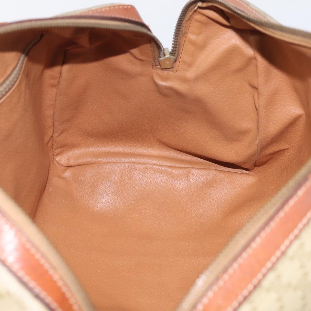 CELINE Macadam Canvas Boston Bag PVC Beige Gold Auth 213371